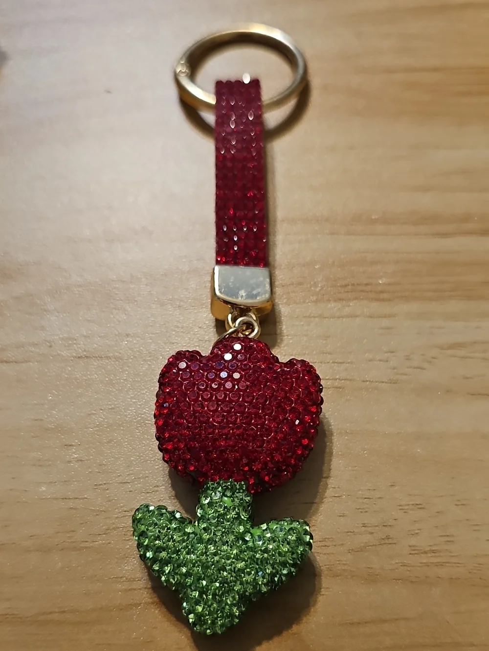 Sassified Boutique Nwt Crystal Tulip Keychain - Red and Green